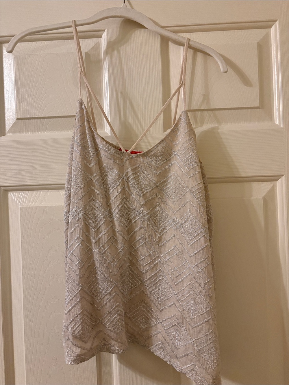 Chelsea & Violet Beige Beaded Spaghetti-Strap Camisole